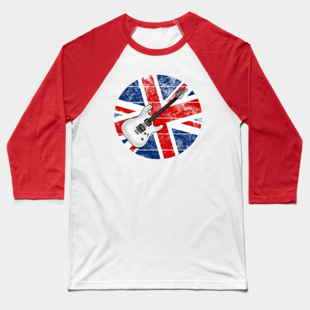 Electric Guitar UK Flag Britain Guitarist British Musician Baseball T-Shirt by doodlerob